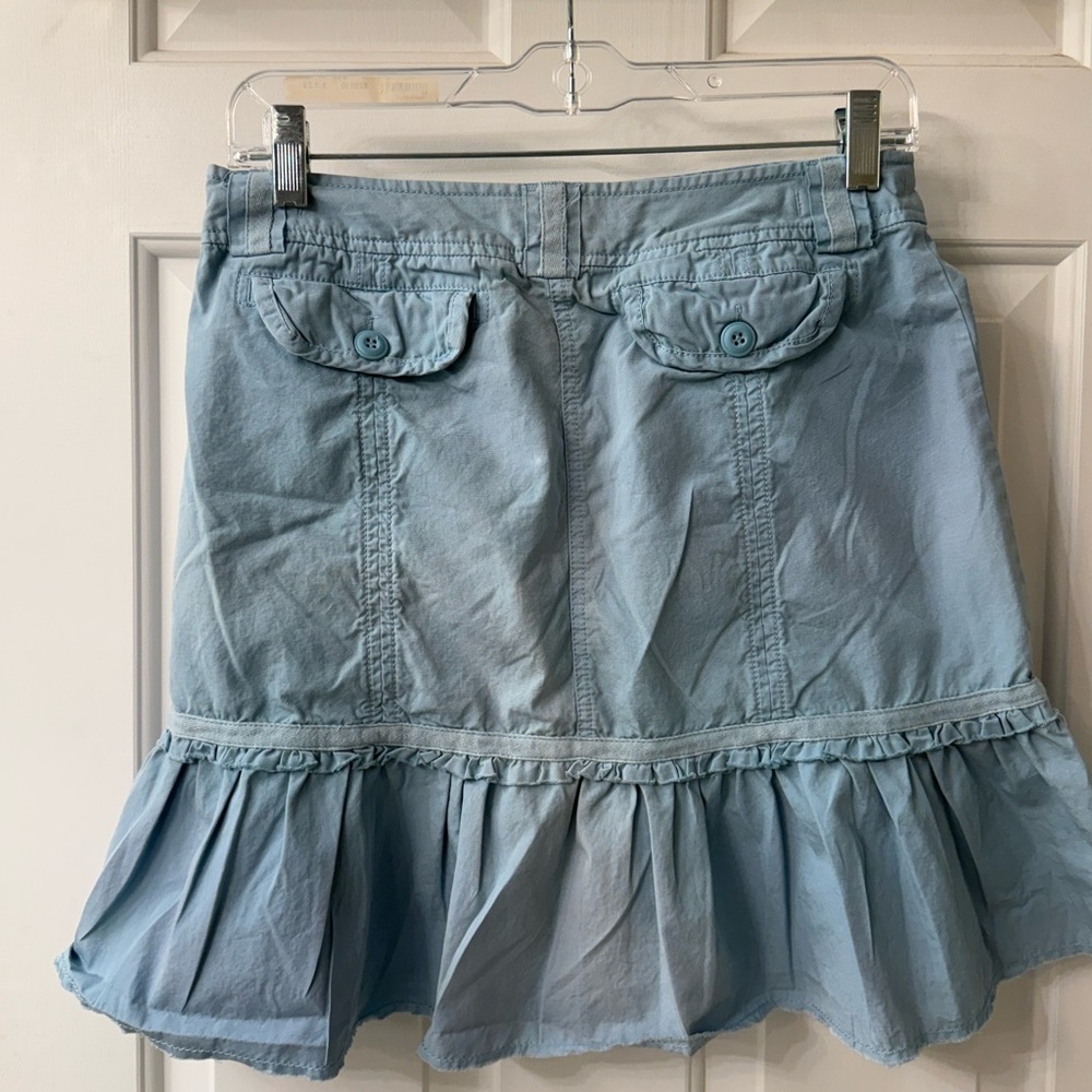Elegant Blue Women's Mini Skirt with Ruffle Hem